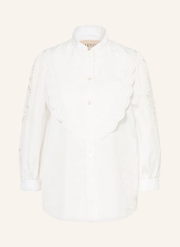 VALENTINO Bluse mit Lochspitze und 3/4-Arm WEISS