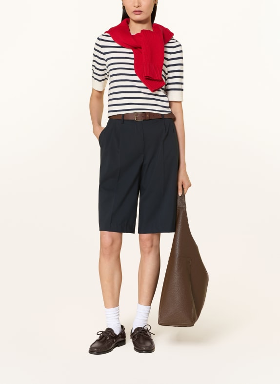 TOMMY HILFIGER gebreid shirt WIT / DONKERBLAUW