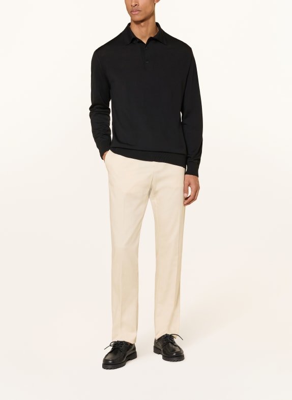 PAUL & SHARK Gebreid poloshirt Regular Fit van merinowol ZWART