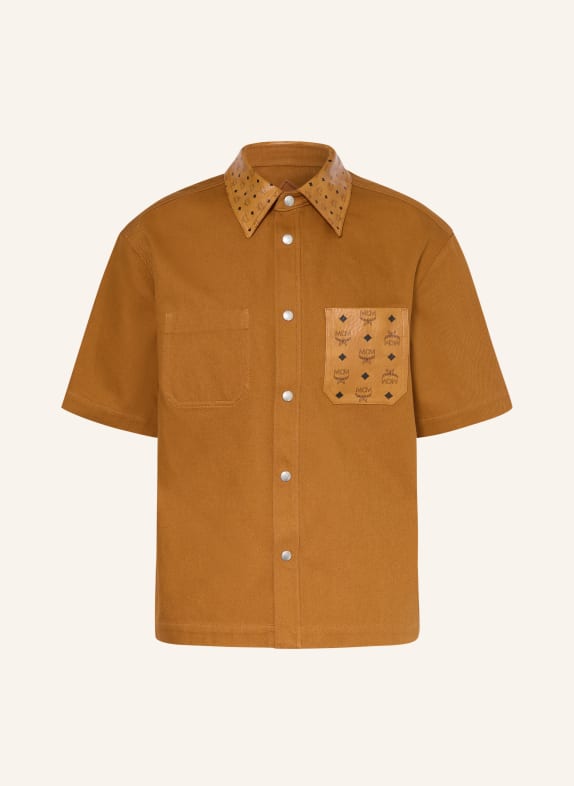 MCM Overhemd met korte mouwen, Comfort Fit COGNAC / ZWART