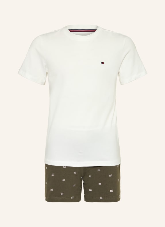 TOMMY HILFIGER Shorty-Schlafanzug KHAKI / WEISS