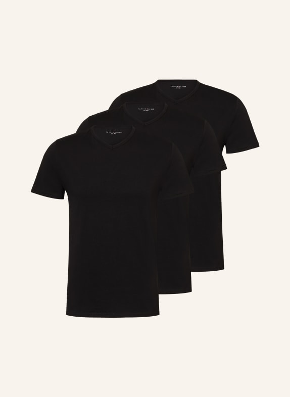 TOMMY HILFIGER 3er-Pack V-Shirts SCHWARZ