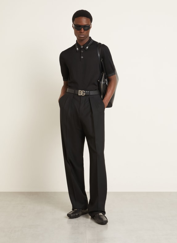 DOLCE & GABBANA Gebreid poloshirt van zijde ZWART