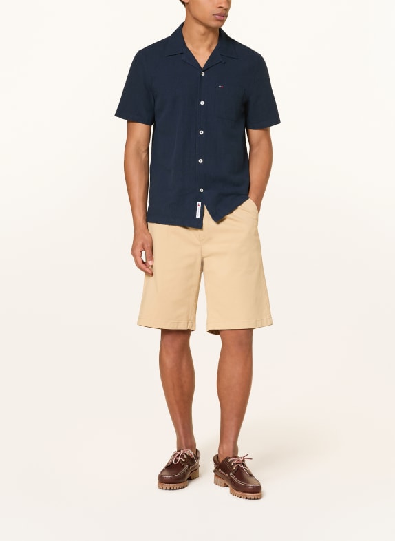 TOMMY JEANS Resorthemd Comfort Fit met linnen DONKERBLAUW