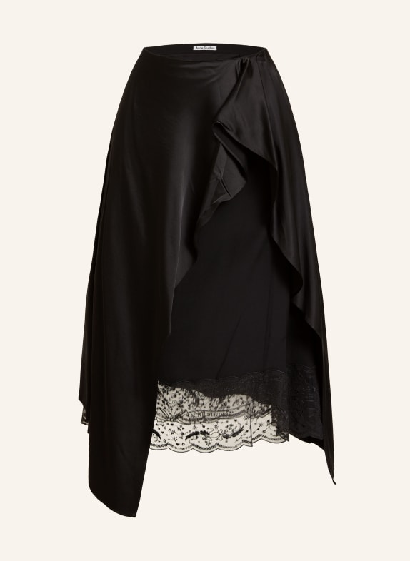 Acne Studios Satijnen rok met kant ZWART
