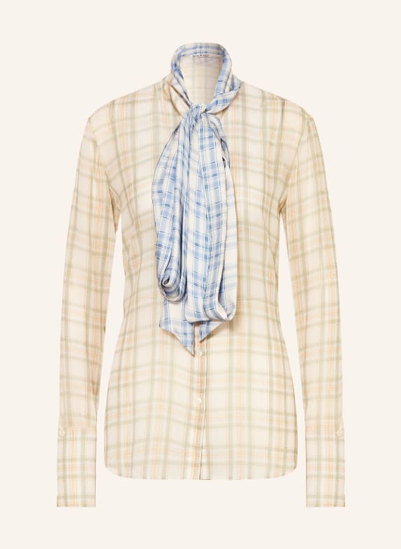 Acne Studios Schluppenbluse aus Seide CREME / OLIV / BLAU