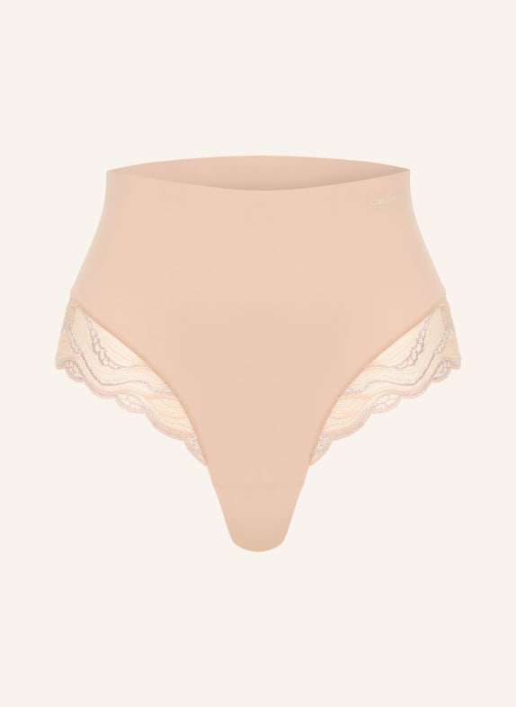 Calvin Klein String sculptant SENSUAL STRETCH LACE MARRON CLAIR