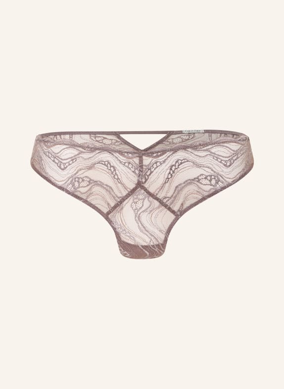 Calvin Klein Majtki SENSUAL STRETCH LACE z wycięciem SZAROBRĄZOWY