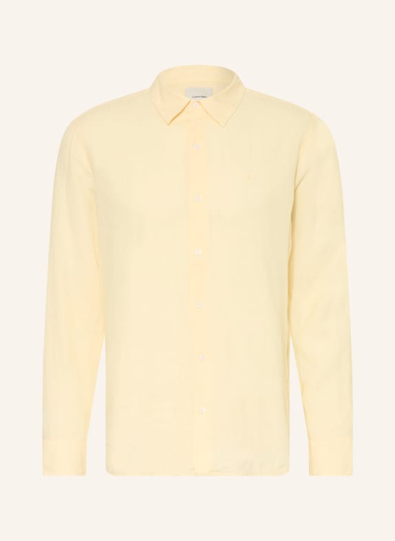 Calvin Klein Classic fit shirt with linen LIGHT YELLOW