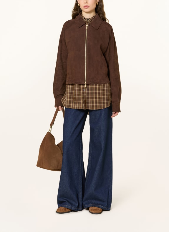 MILESTONE Leren jas MSLAYLA MARRON FONCÉ