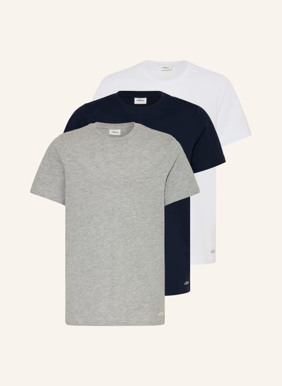 s.Oliver RED 3er-Pack T-Shirts DUNKELBLAU / HELLGRAU / WEISS