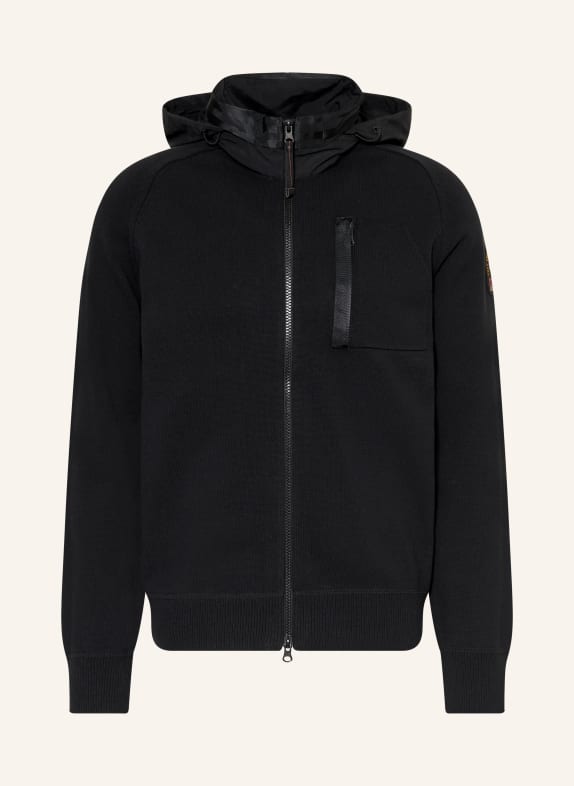 PARAJUMPERS Sweter BARGANCY z mieszanki materiałów CZARNY / CZERWONY / POMARAŃCZOWY