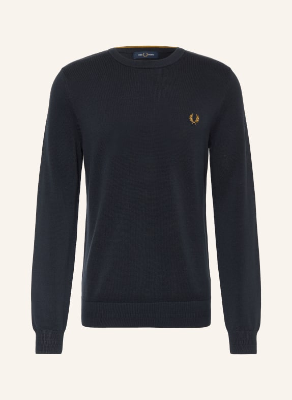 FRED PERRY Svetr z piké TMAVĚ MODRÁ