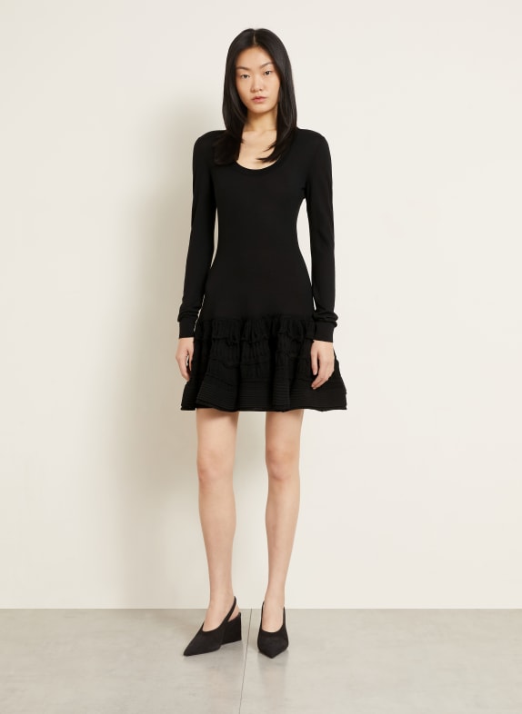 ALAÏA Robe en maille à volants NOIR