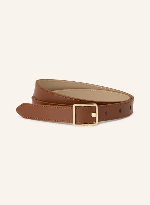 BOSS Ceinture en cuir ELERI MARRON / OR