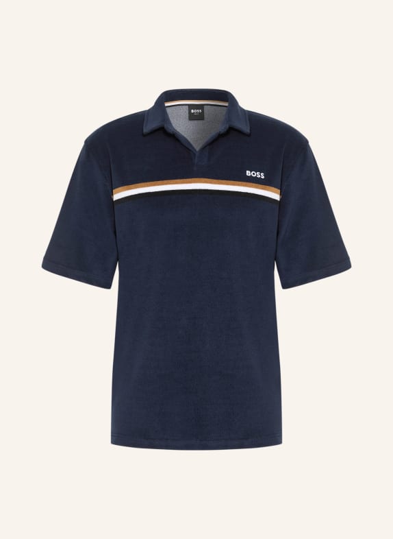 BOSS ICONIC terry polo shirt DARK BLUE / CAMEL / BLACK