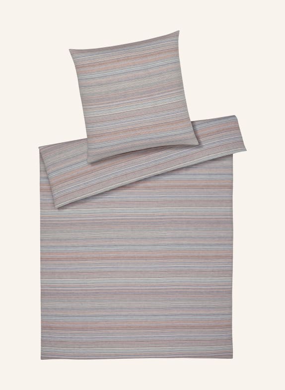 elegante Linge de lit FLAIR avec lin BLEU GRIS / MARRON / VIEUX ROSE