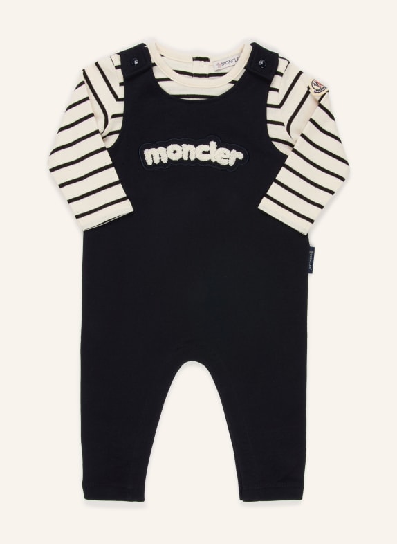 MONCLER enfant Set: tuinbroek en shirt met lange mouwen DONKERBLAUW / WIT