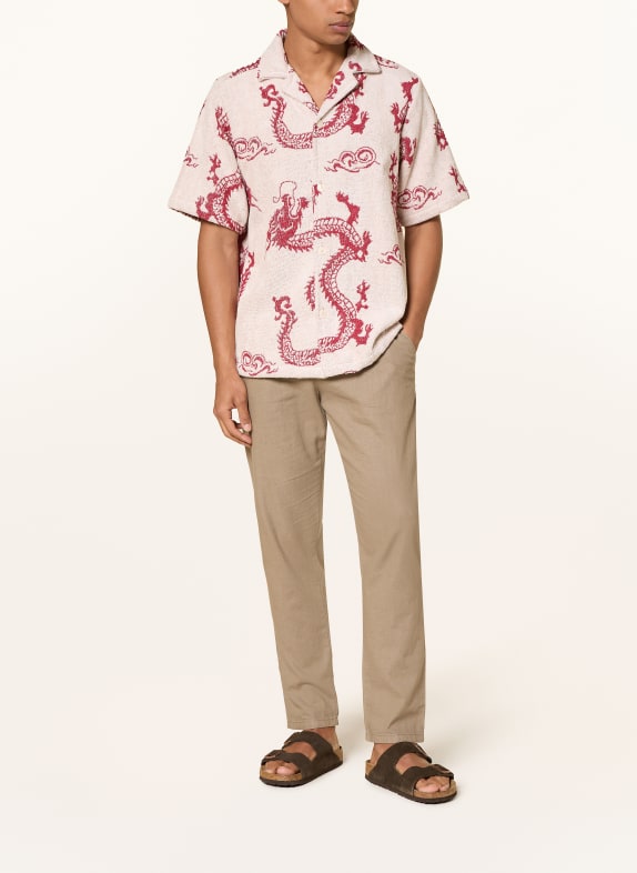 OAS Resorthemd NIMBUS CUBA Comfort Fit van badstof BEIGE / ROOD