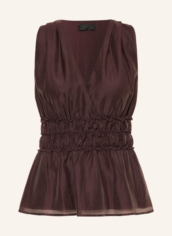 LIU JO Ruffled blouse DARK BROWN