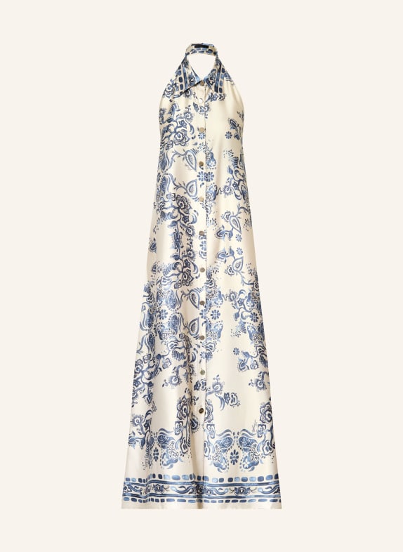 LIU JO saténové šaty SVĚTLE ŠEDÁ / TMAVĚ MODRÁ