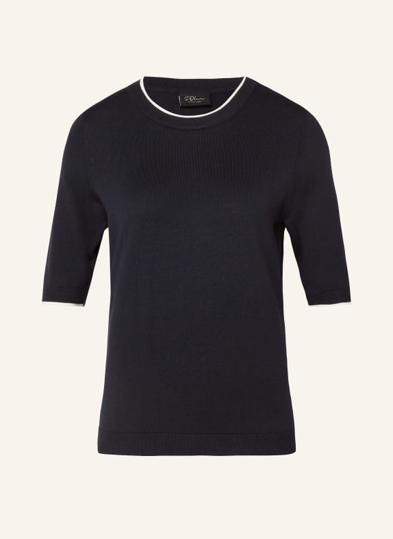s.Oliver BLACK LABEL pull en maille BLEU FONCÉ / BLANC
