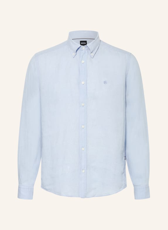 BOSS Chemise en lin LIAM coupe classique BLEU CLAIR