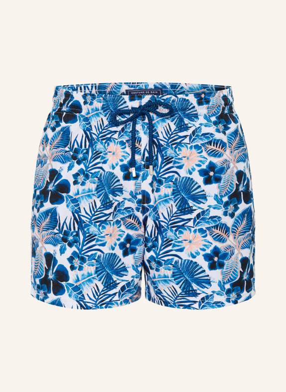 VILEBREQUIN Short de bain ISLAND FLOWER MOORISE BLEU / BLEU CLAIR / BLANC