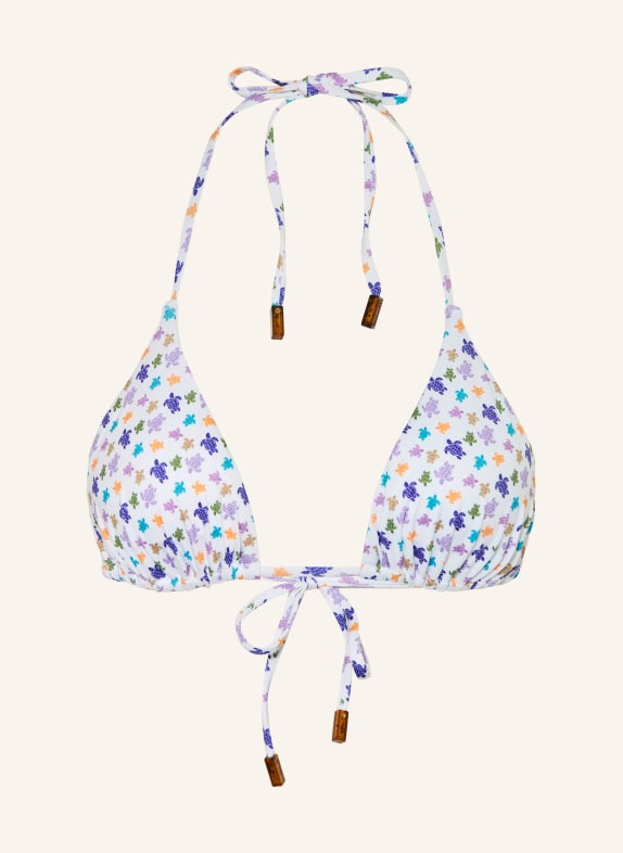 VILEBREQUIN Haut de bikini triangle MICRO FLEUR BLANC / LILAS CLAIR / BLEU
