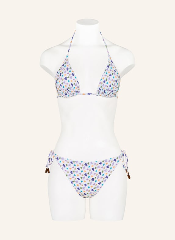 VILEBREQUIN Triangel bikinitop MICRO FLEUR WIT / LICHTPAARS / BLAUW