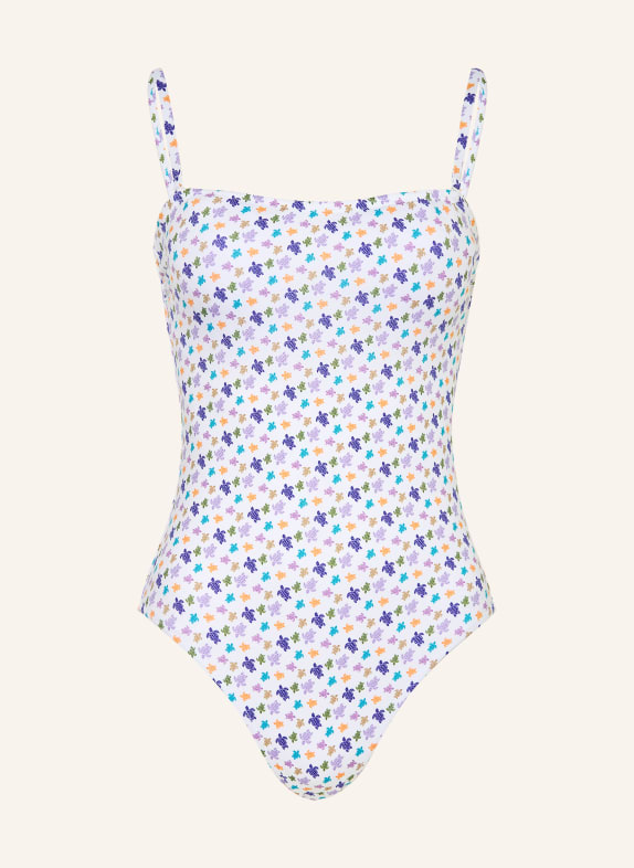 VILEBREQUIN Maillot de bain bandeau MICRO FACETTE BLANC / LILAS CLAIR / BLEU