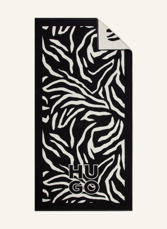 HUGO Ręcznik plażowy FANCY CZARNY / ECRU
