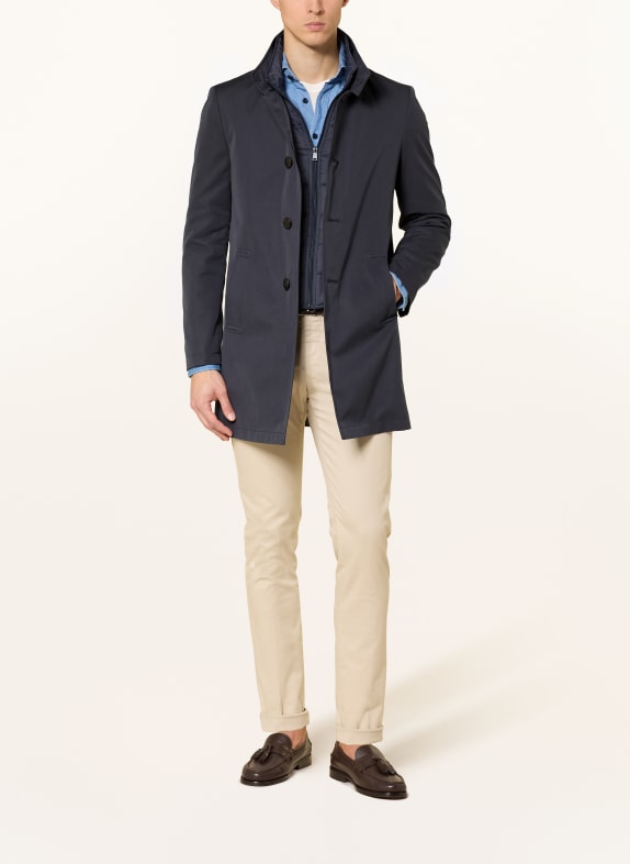 STROKESMAN'S FOREMAN coat with removable flap DARK BLUE
