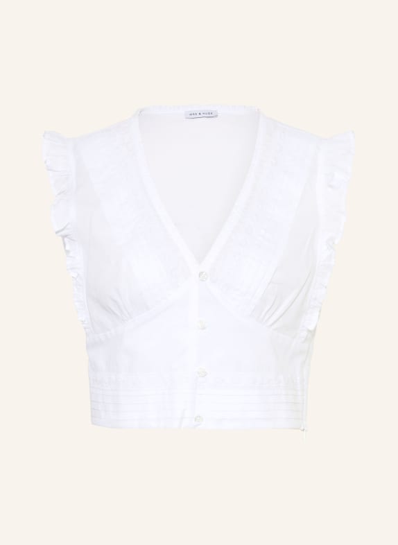 MRS & HUGS Blusentop mit Spitze und Rüschen WEISS