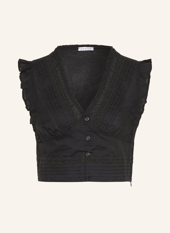 MRS & HUGS Blusentop mit Spitze und Rüschen SCHWARZ