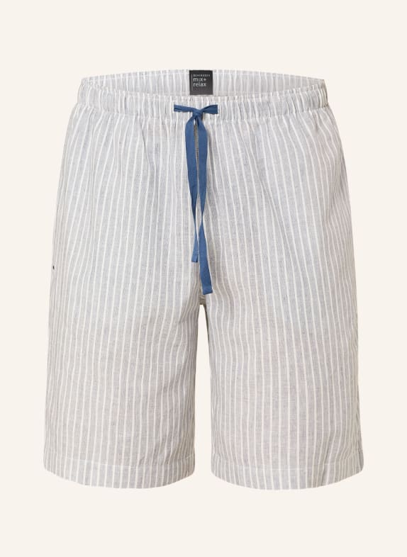 SCHIESSER Short de nuit MIX+RELAX avec lin BLEU GRIS / BLANC