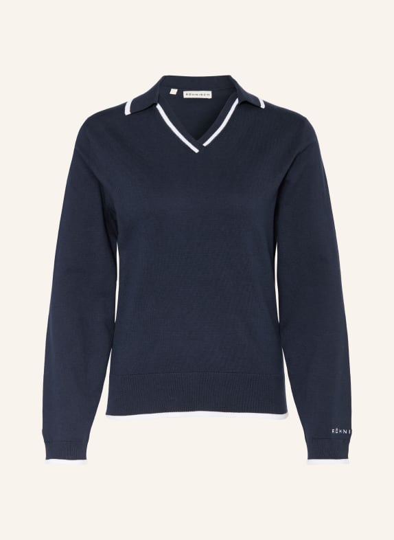 RÖHNISCH Strick-Poloshirt DUNKELBLAU / WEISS