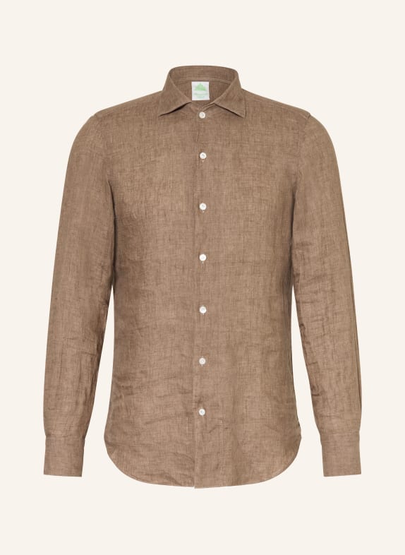 FINAMORE 1925 Koszula lniana TOKYO NICO Regular Fit BRĄZOWY