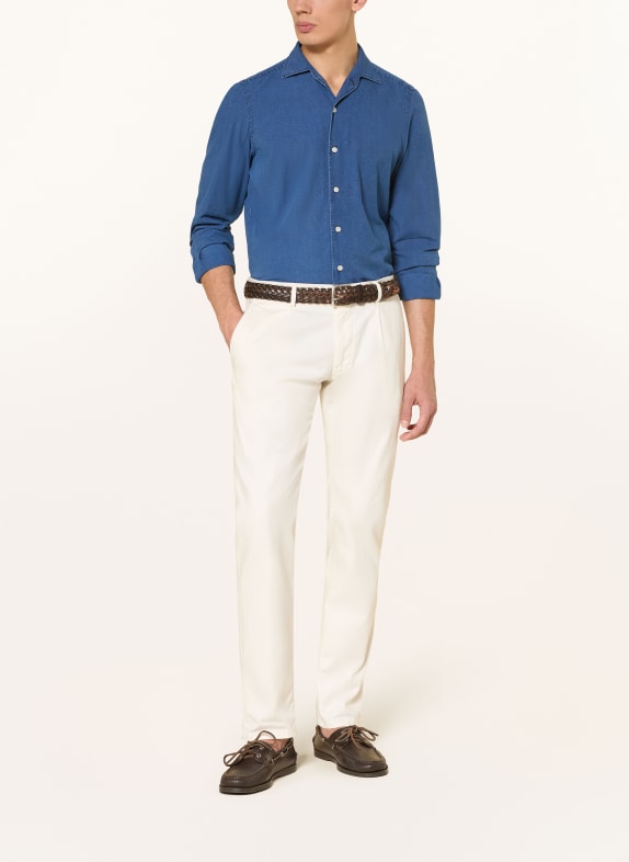 FINAMORE 1925 Hemd NAPOLI NICO Regular Fit in Jeansoptik BLAU
