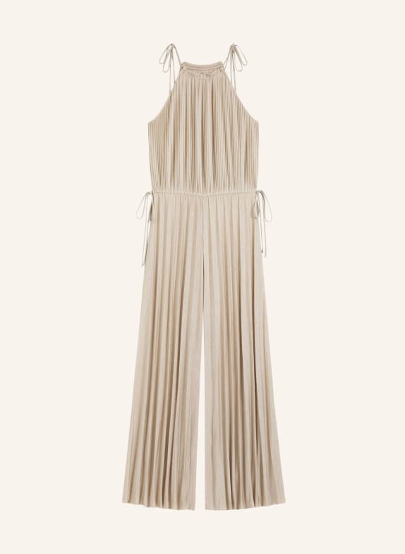 BOSS EDECKI jersey jumpsuit with pleats BEIGE