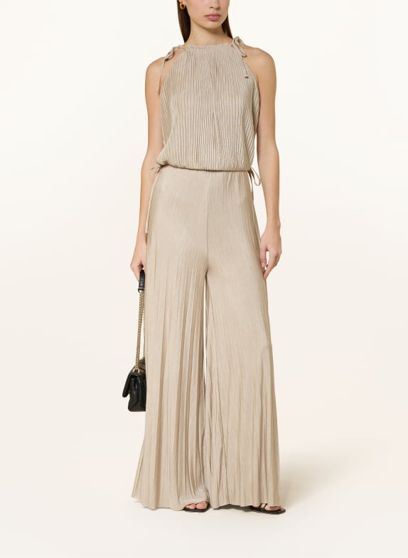 BOSS Jersey-Jumpsuit EDECKI mit Plissees BEIGE