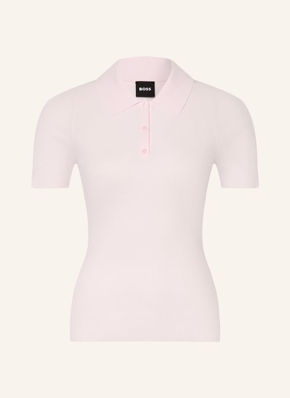 BOSS Gebreid poloshirt FESKUS ROZE