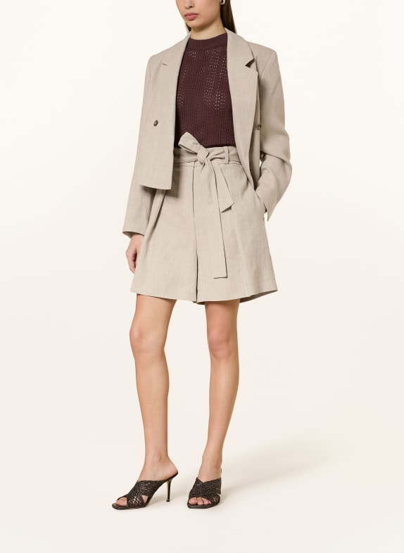 BOSS TOJUNA-short van linnen TAUPE