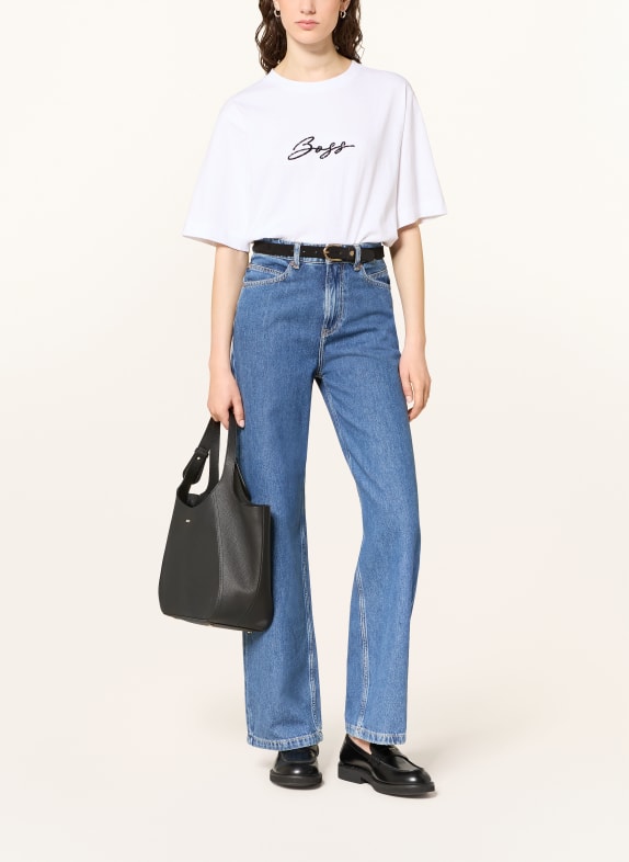 BOSS T-shirt EREGULAR met sieradenparels WIT / ZWART