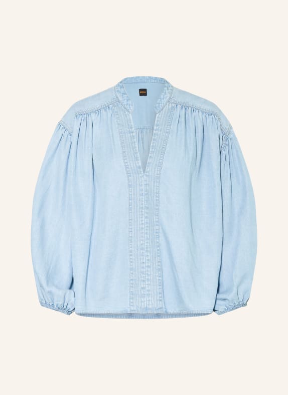 BOSS Blusenshirt BARDA in Jeansoptik mit 3/4-Arm HELLBLAU
