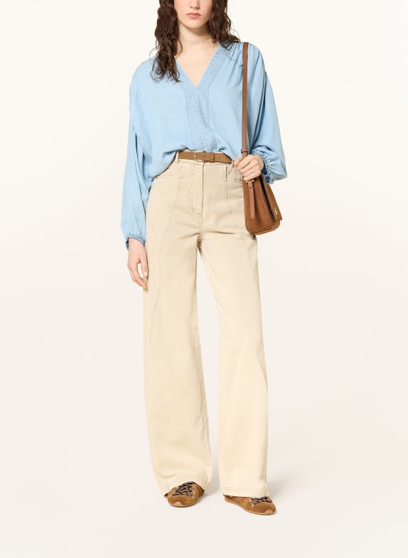 BOSS Blouse BARDA in denimlook met 3/4-mouwen LICHTBLAUW