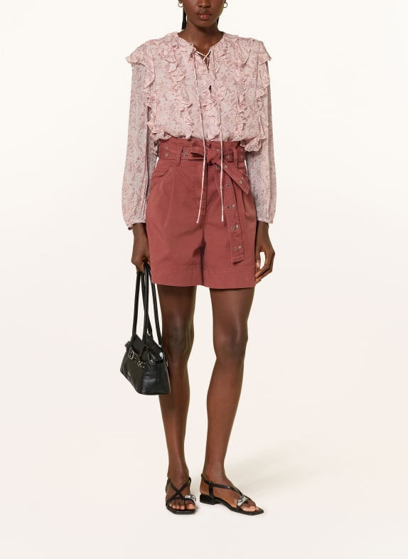 BOSS Blouse BORMA met volants CRÈME / DONKERROOD