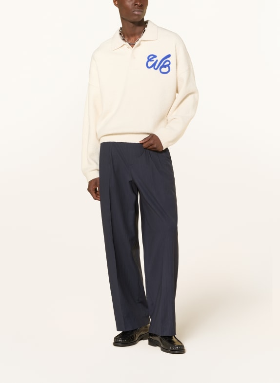 WRSTBHVR Gebreid poloshirt LEV WIT / BLAUW