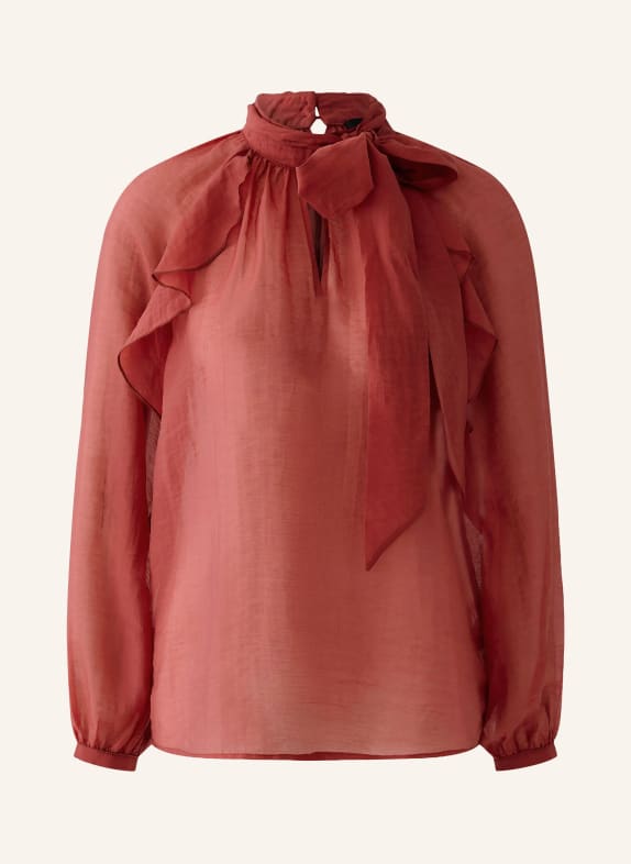 oui Schluppenbluse mit Volants DUNKELROT