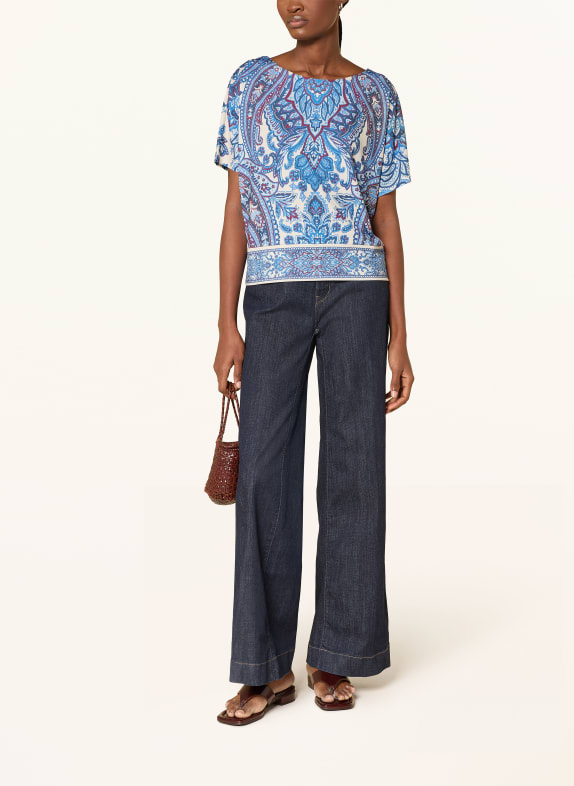 oui blouse DONKERBLAUW / ECRU / BLAUW